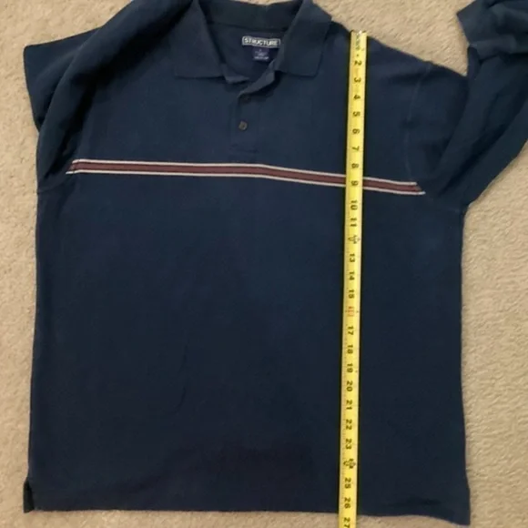 Structure Men’s Large Long Sleeve Striped Polo - Picture 3 of 6